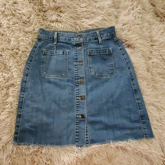 Hidden jeans button down distressed hem skirt - Picture 1 of 7